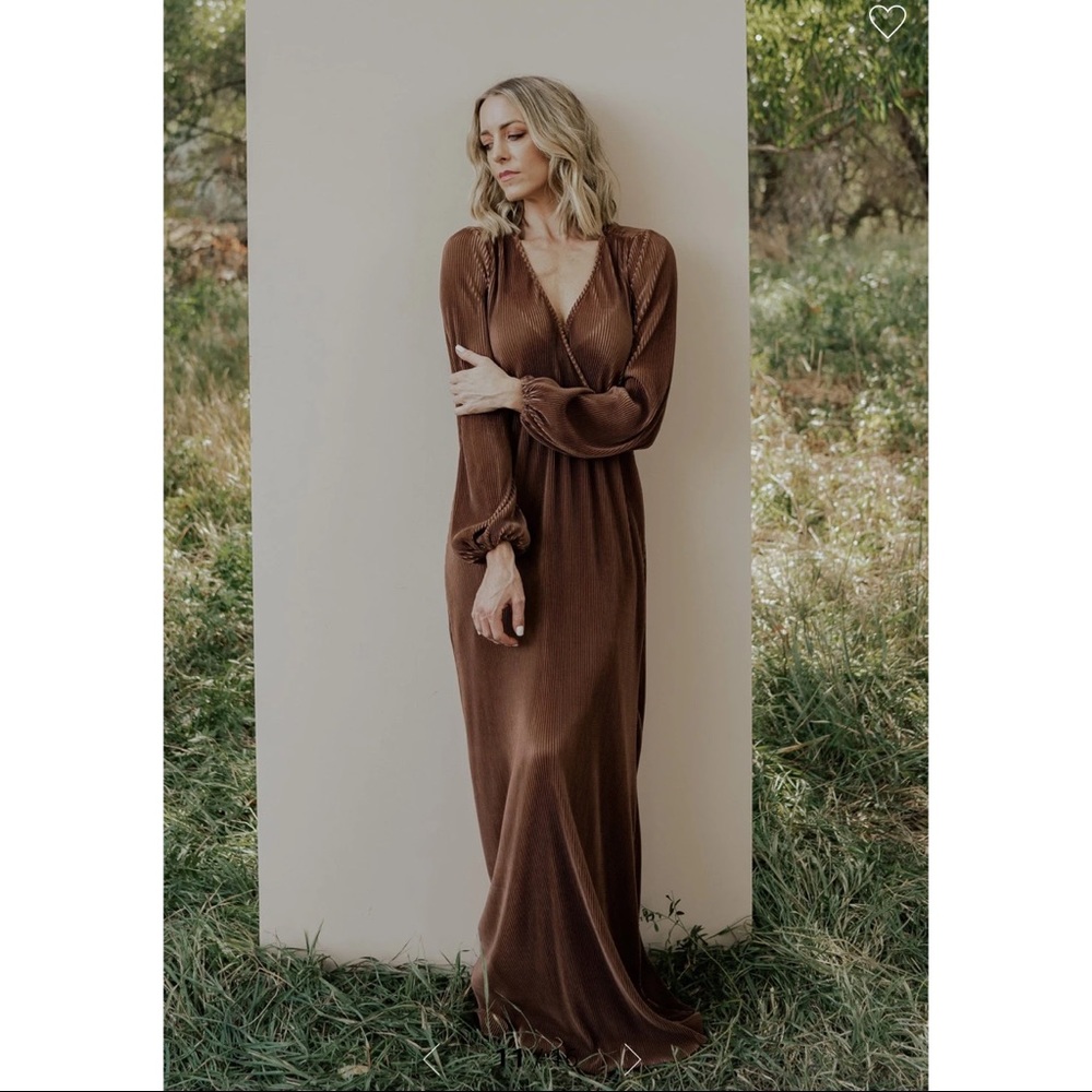 Baltic Born Venus Pleated Maxi Dress in Bronze